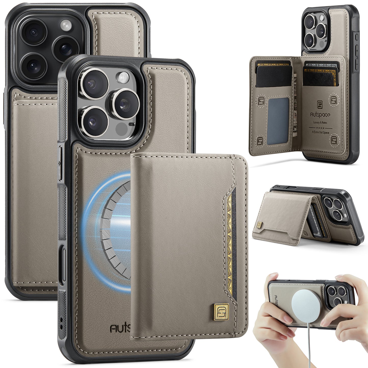 New 2-IN-1 RFID Blocking Card Holder Phone Case for iPhone