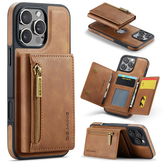New 2-IN-1 RFID Blocking Zipper Wallet Card Holder Leather Phone Case for iPhone
