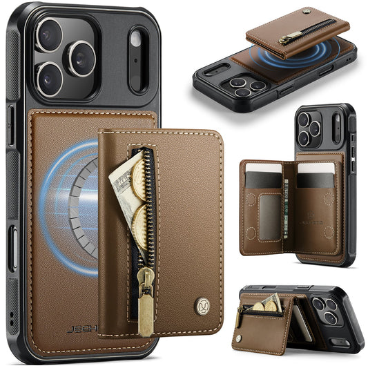 New 2-in-1 RFID Blocking Zipper Wallet Leather Phone Case for iPhone 17 Pro Max