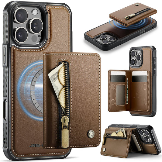 New 2-in-1 RFID Blocking Zipper Wallet Leather Phone Case for iPhone 16 Pro Max