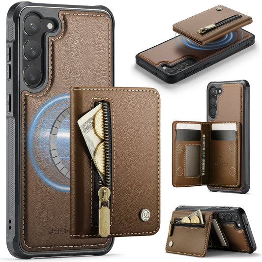 New 2-in-1 RFID Blocking Zipper Wallet Leather Phone Case for Samsung Galaxy S23+
