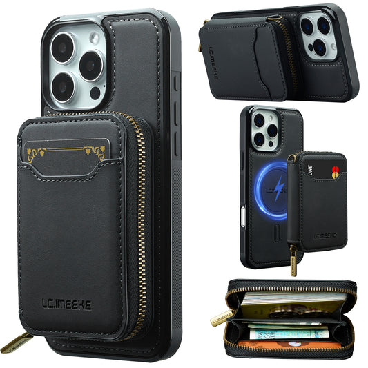 New RFID Blocking Zipper Wallet Leather Phone Case for iPhone
