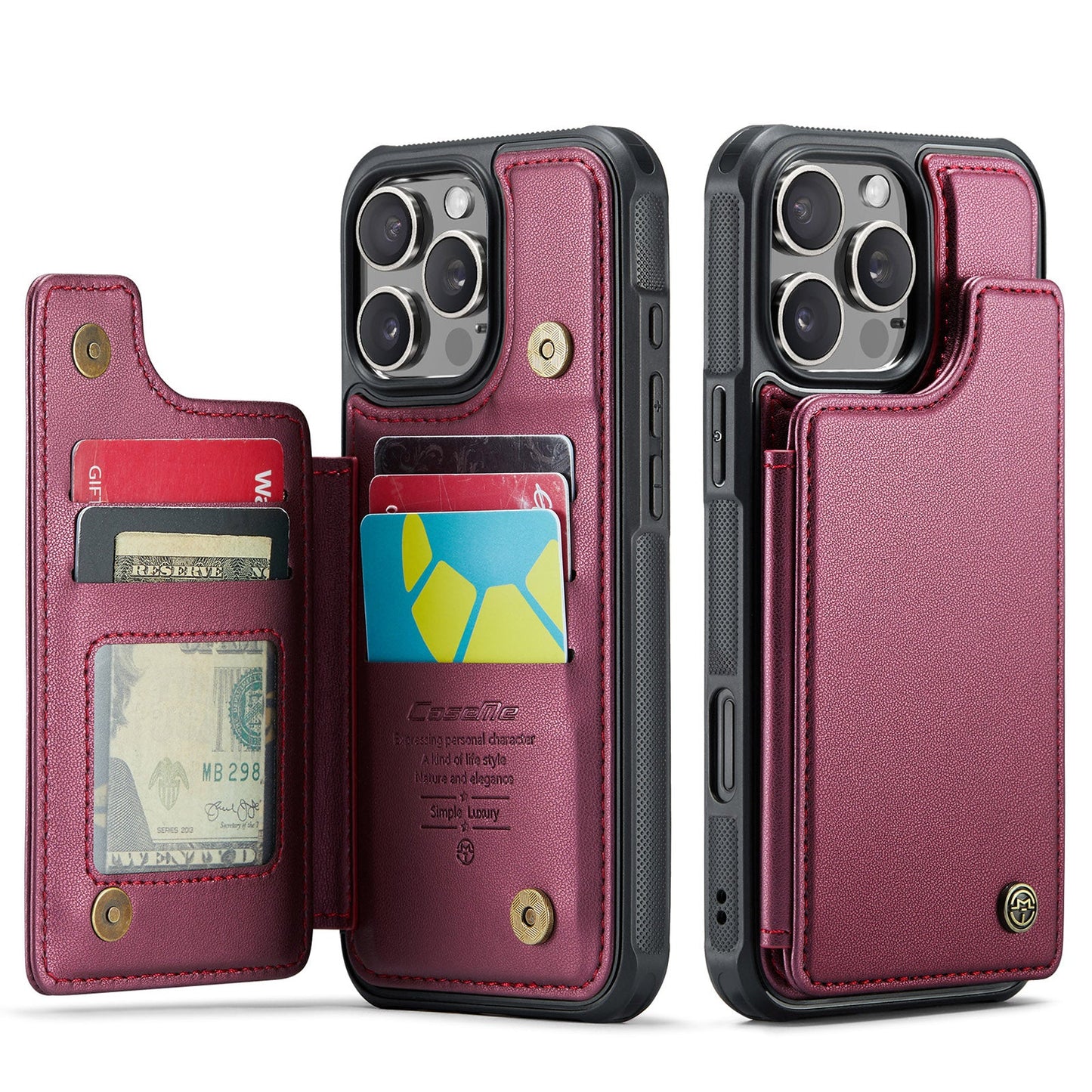 New RFID Blocking Card Holder Leather Phone Case for iPhone