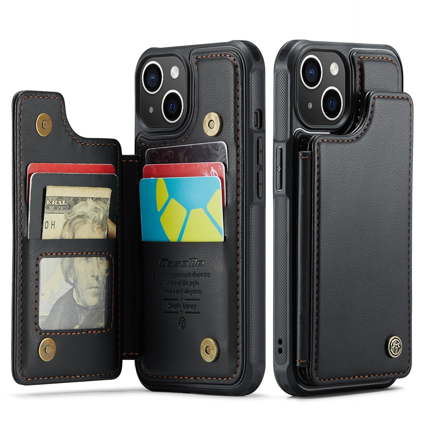 New RFID Blocking Card Holder Leather Phone Case for iPhone