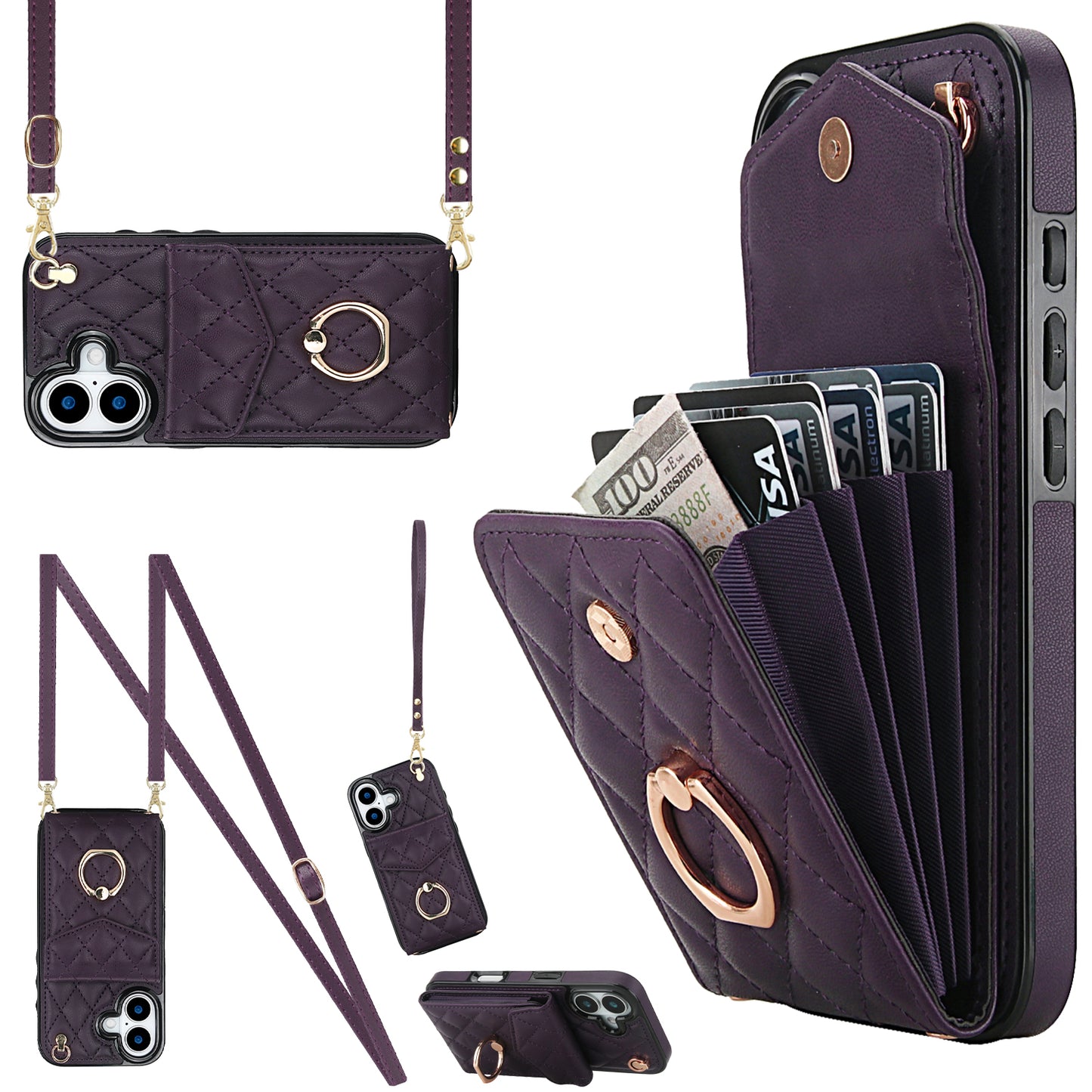 New Crossbody RFID Blocking Wallet Leather Phone Case for iPhone Air/17/17 Pro/17 Pro Max