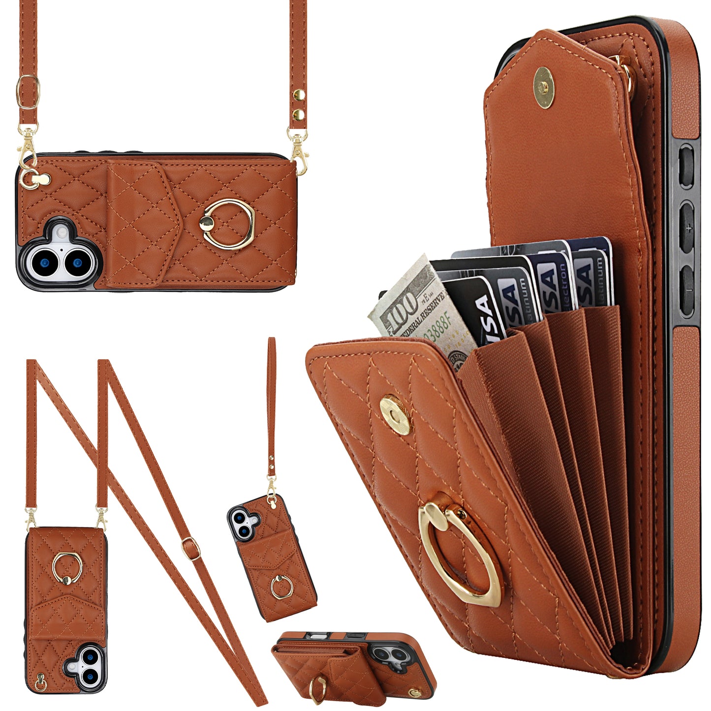 New Crossbody RFID Blocking Wallet Leather Phone Case for iPhone Air/17/17 Pro/17 Pro Max