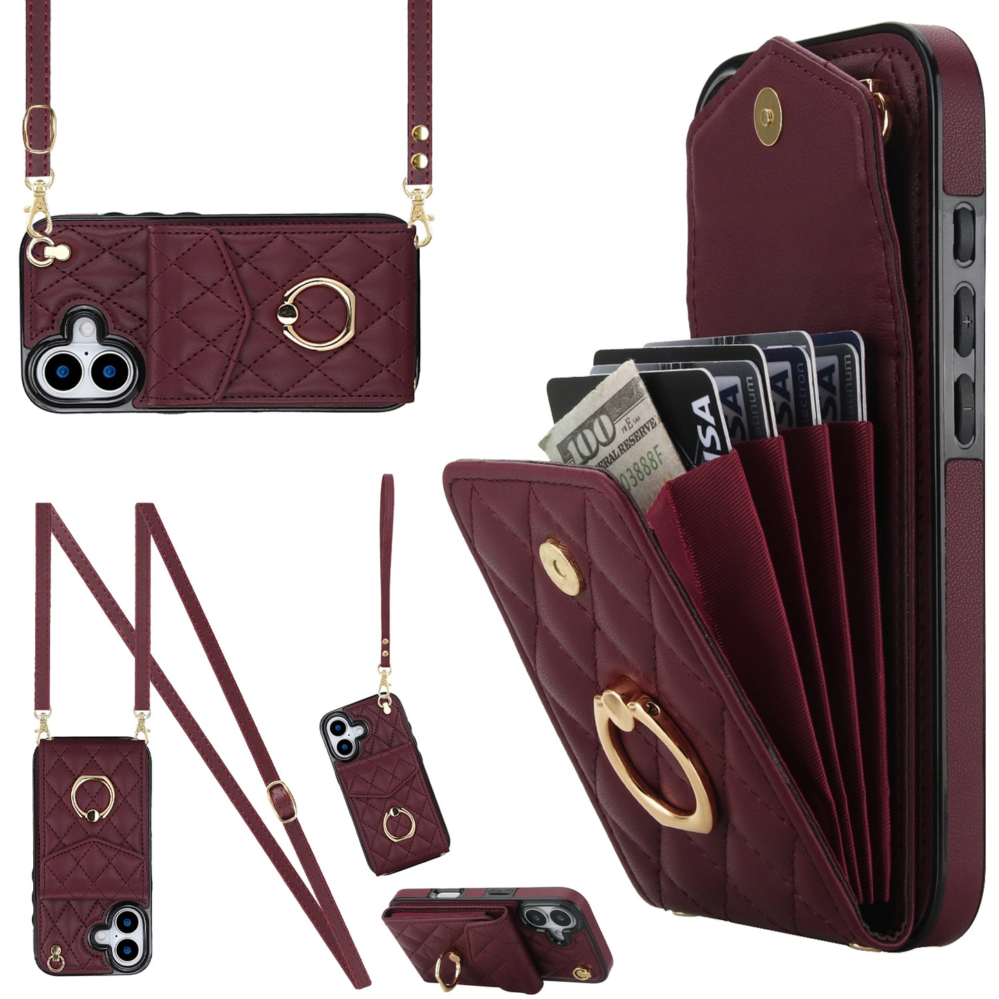 New Crossbody RFID Blocking Wallet Leather Phone Case for iPhone Air/17/17 Pro/17 Pro Max