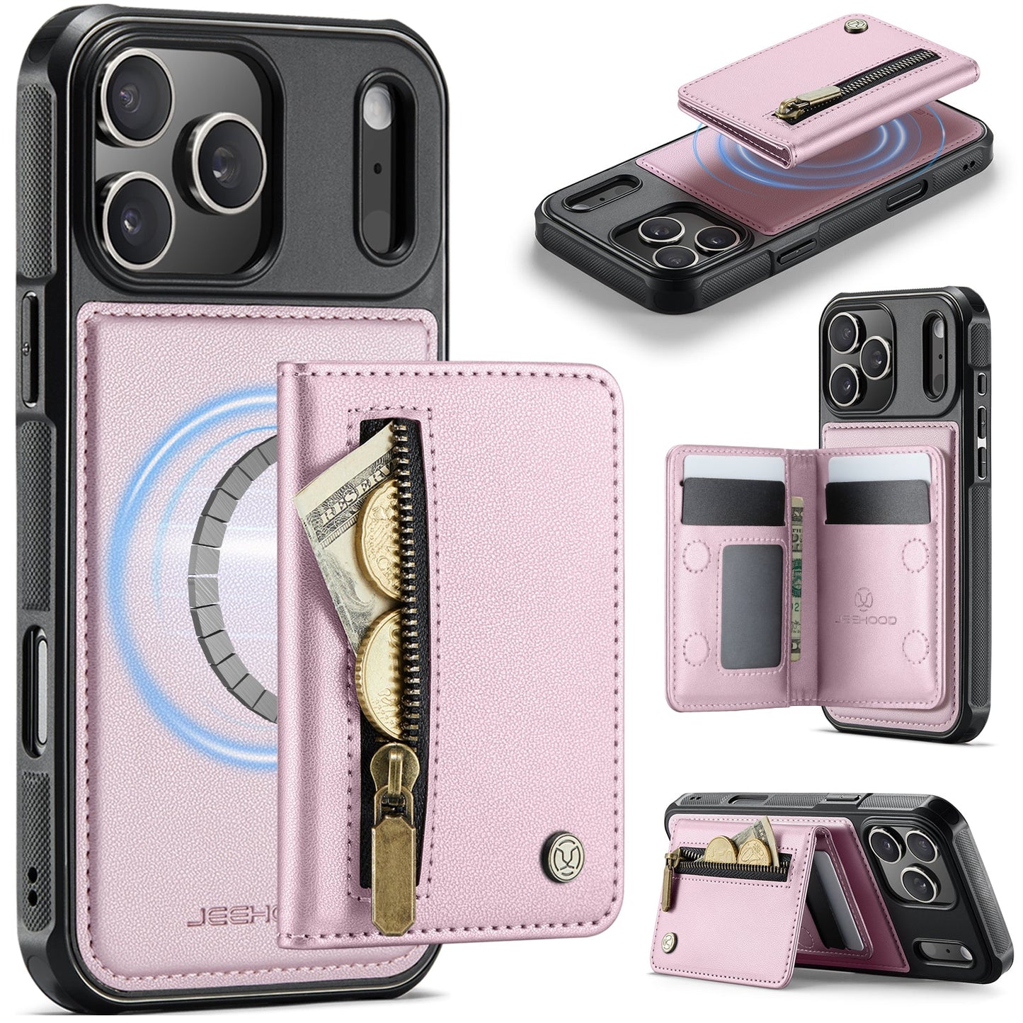 New 2-in-1 RFID Blocking Zipper Wallet Leather Phone Case for iPhone 17 Pro Max