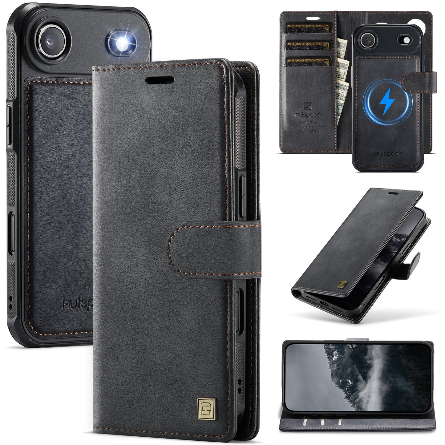 New 2-IN-1 RFID Blocking Wallet Card Holder Leather Phone Case for iPhone Air/17/17 Pro/17 Pro Max