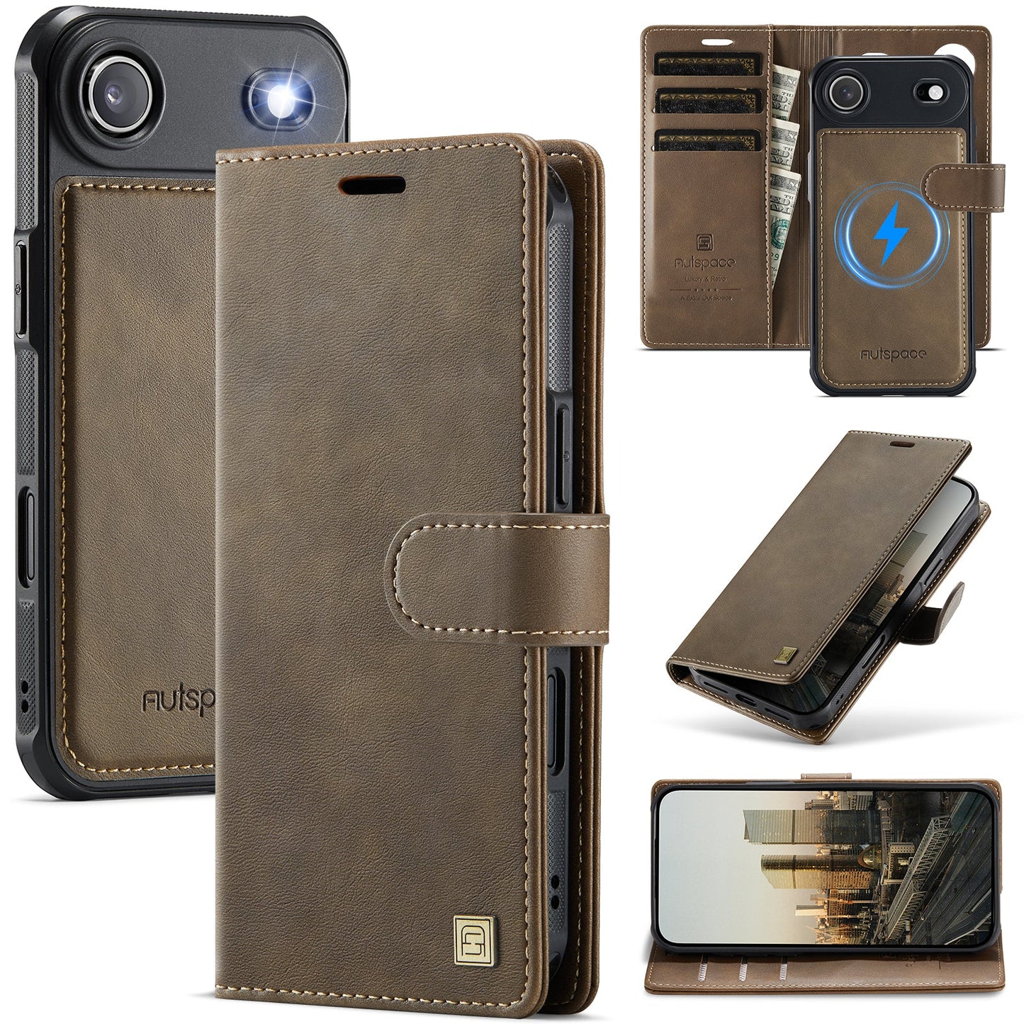 New 2-IN-1 RFID Blocking Wallet Card Holder Leather Phone Case for iPhone Air/17/17 Pro/17 Pro Max