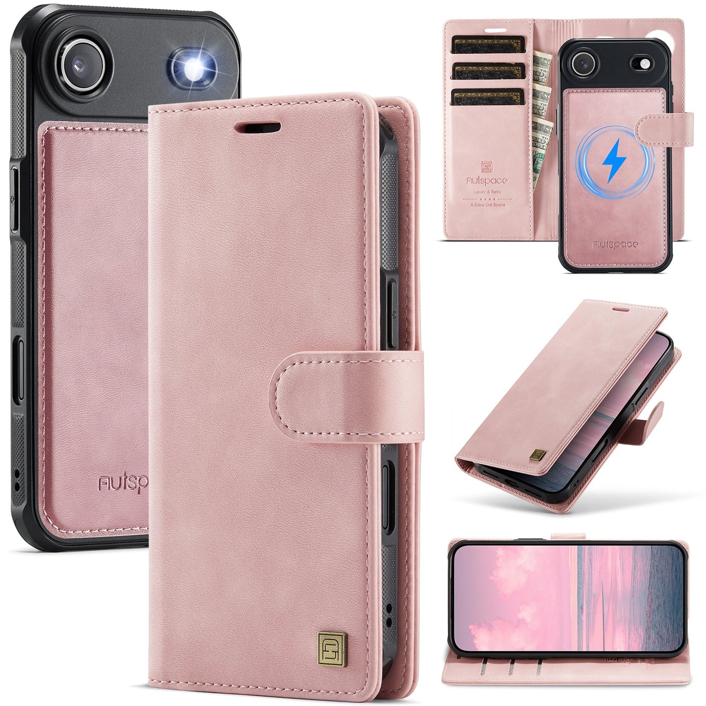 New 2-IN-1 RFID Blocking Wallet Card Holder Leather Phone Case for iPhone Air/17/17 Pro/17 Pro Max