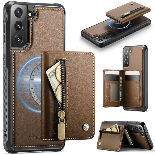 New 2-in-1 RFID Blocking Zipper Wallet Leather Phone Case for Samsung Galaxy S22+