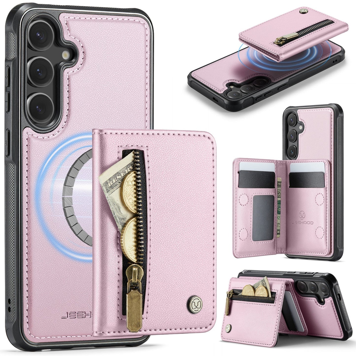 New 2-in-1 RFID Blocking Zipper Wallet Leather Phone Case for Samsung Galaxy S25+