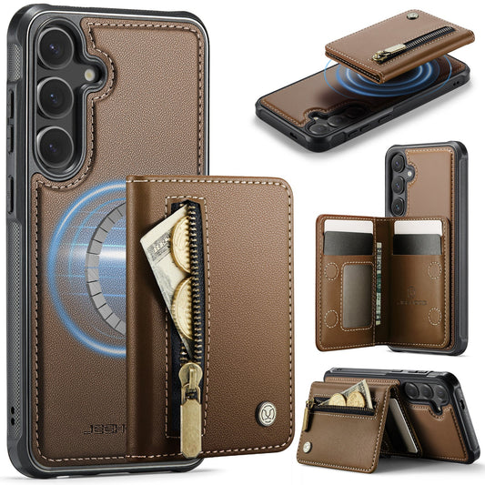 New 2-in-1 RFID Blocking Zipper Wallet Leather Phone Case for Samsung Galaxy S25