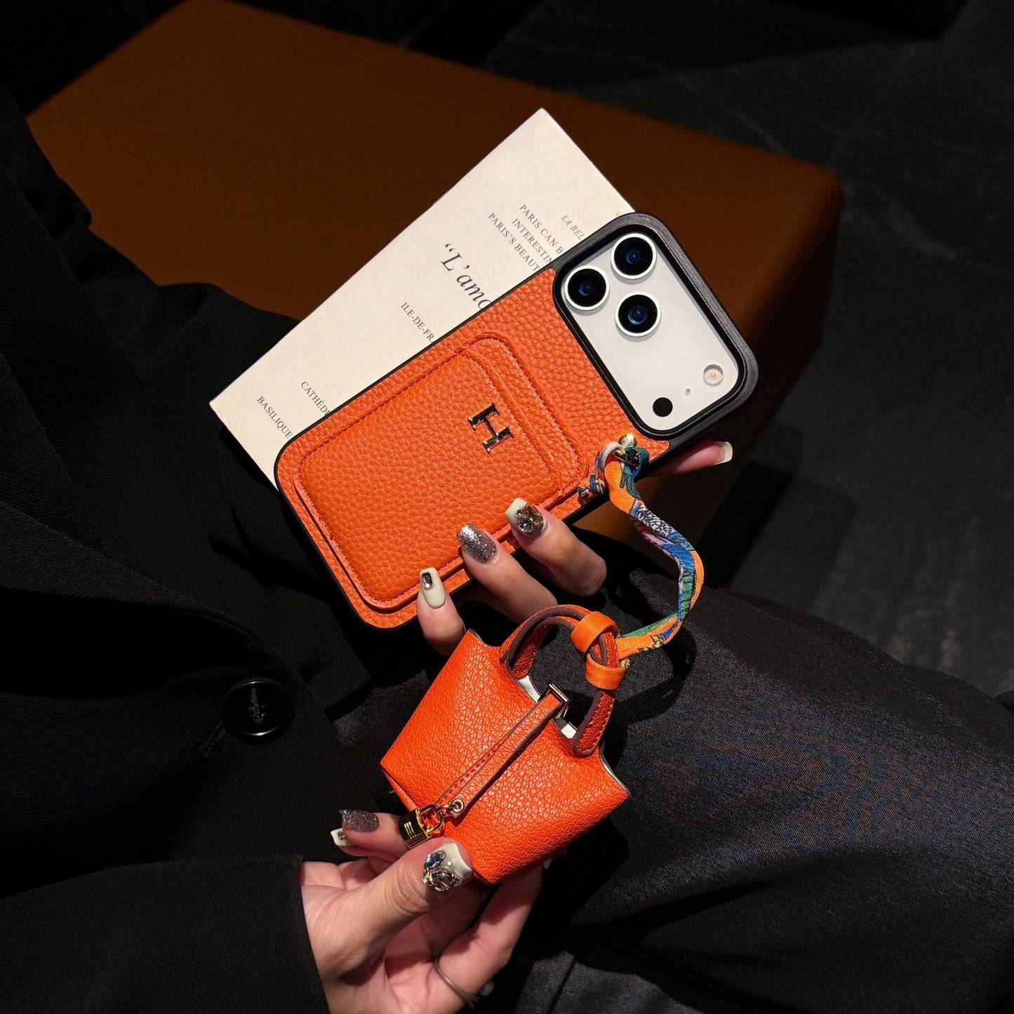 New Card Holder Leather Phone Case with Earphone Case for iPhone
