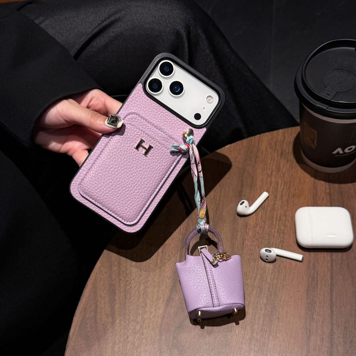 New Card Holder Leather Phone Case with Earphone Case for iPhone